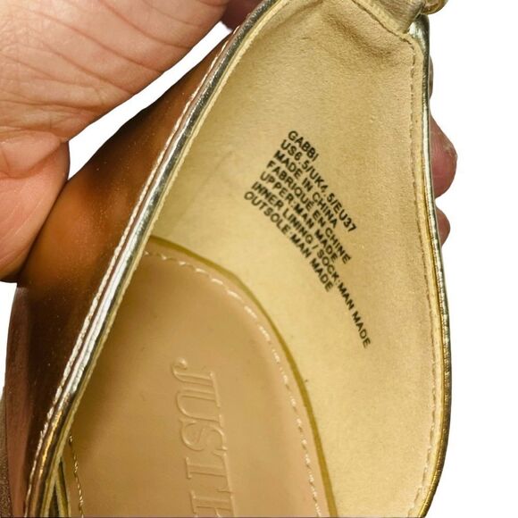 NIB JustFab Gold Gabbi Minimalist Sandals - Size 6.5 - Picture 13 of 16